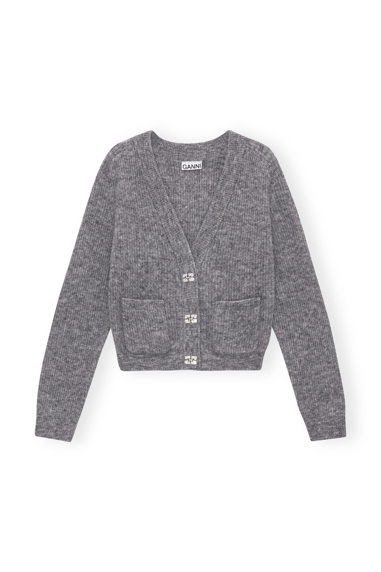 Ganni Soft Wool Cardigan - Wild Orchid/Paloma Melange | Garmentory