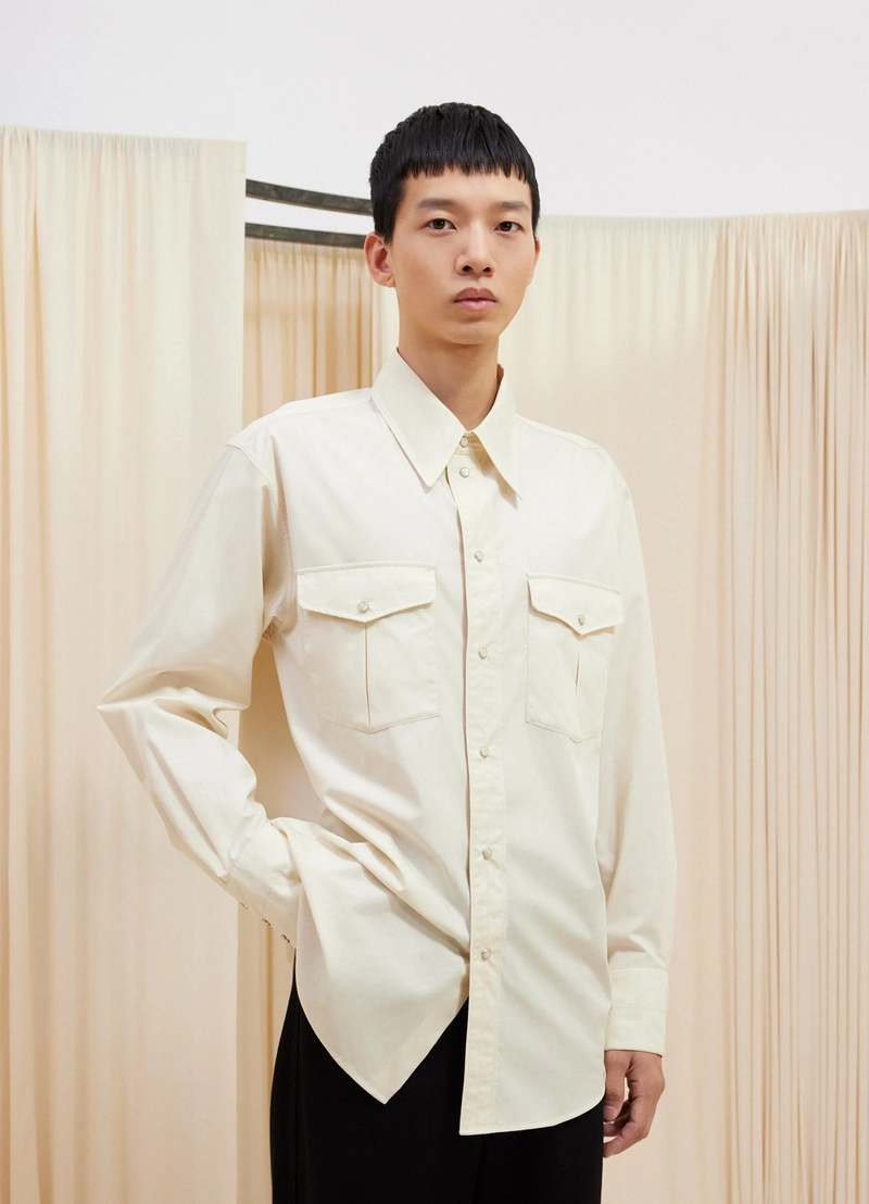 Lemaire Western Shirt With Snaps - Cream | Garmentory