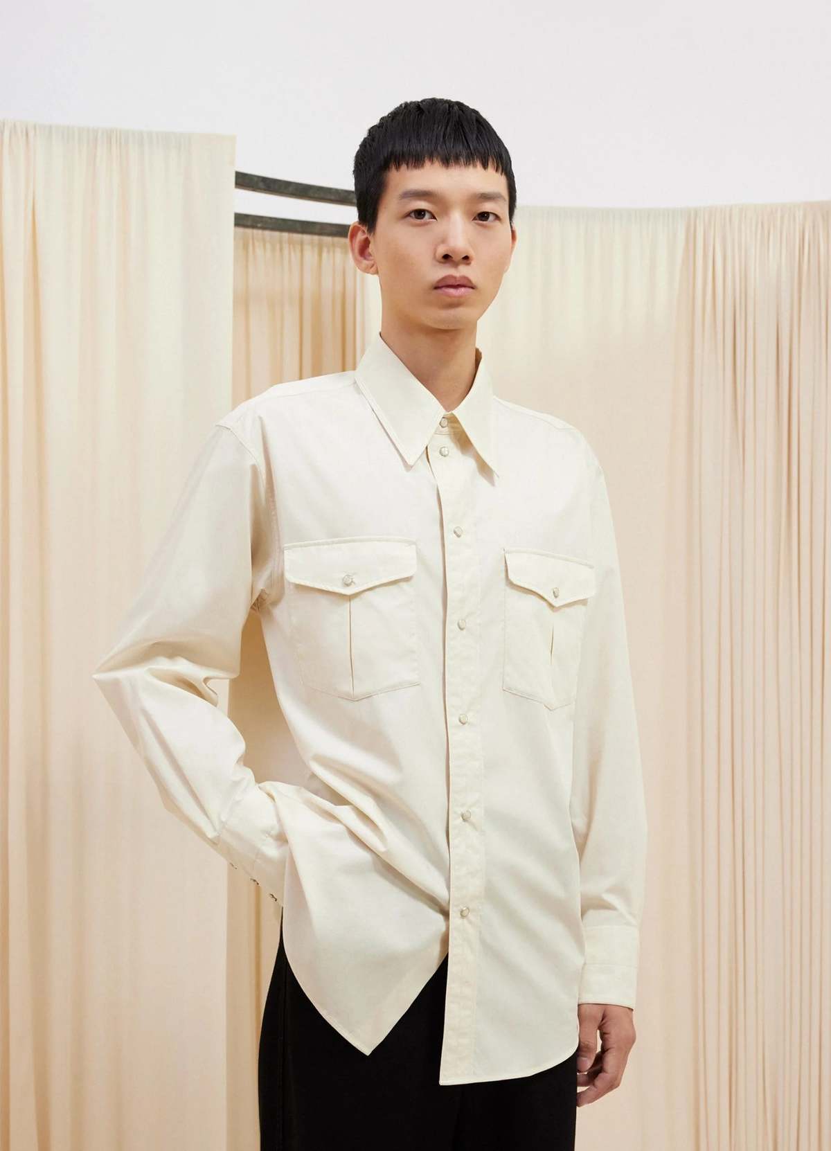 Lemaire Western Shirt With Snaps - Cream | Garmentory
