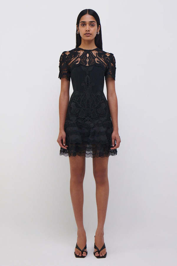jonathan simkhai mixed lace mini dress SIMKHAI Women's Holloway Embroidered Mini Dress in White, Lace, Size 6