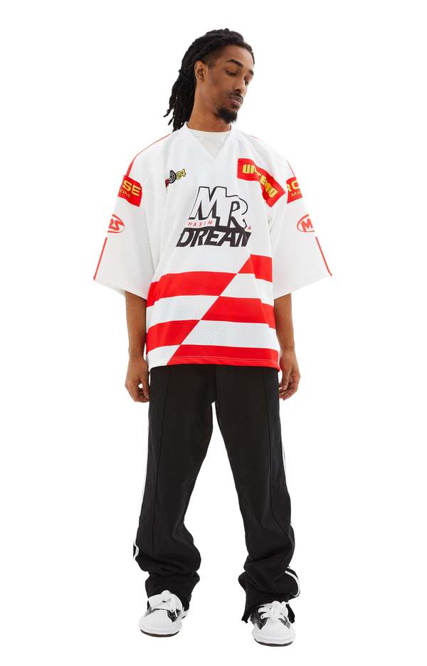 Martine Rose Oversized Football Top - White/Red | Garmentory