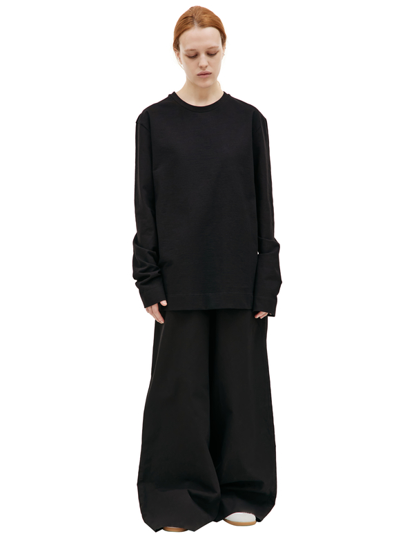 【JIL SANDER】Logo Longsleeve - Black (Stiff Cotton Jersey) Jil Sander Logo T-Shirt - Black (Stiff Cotton Jersey