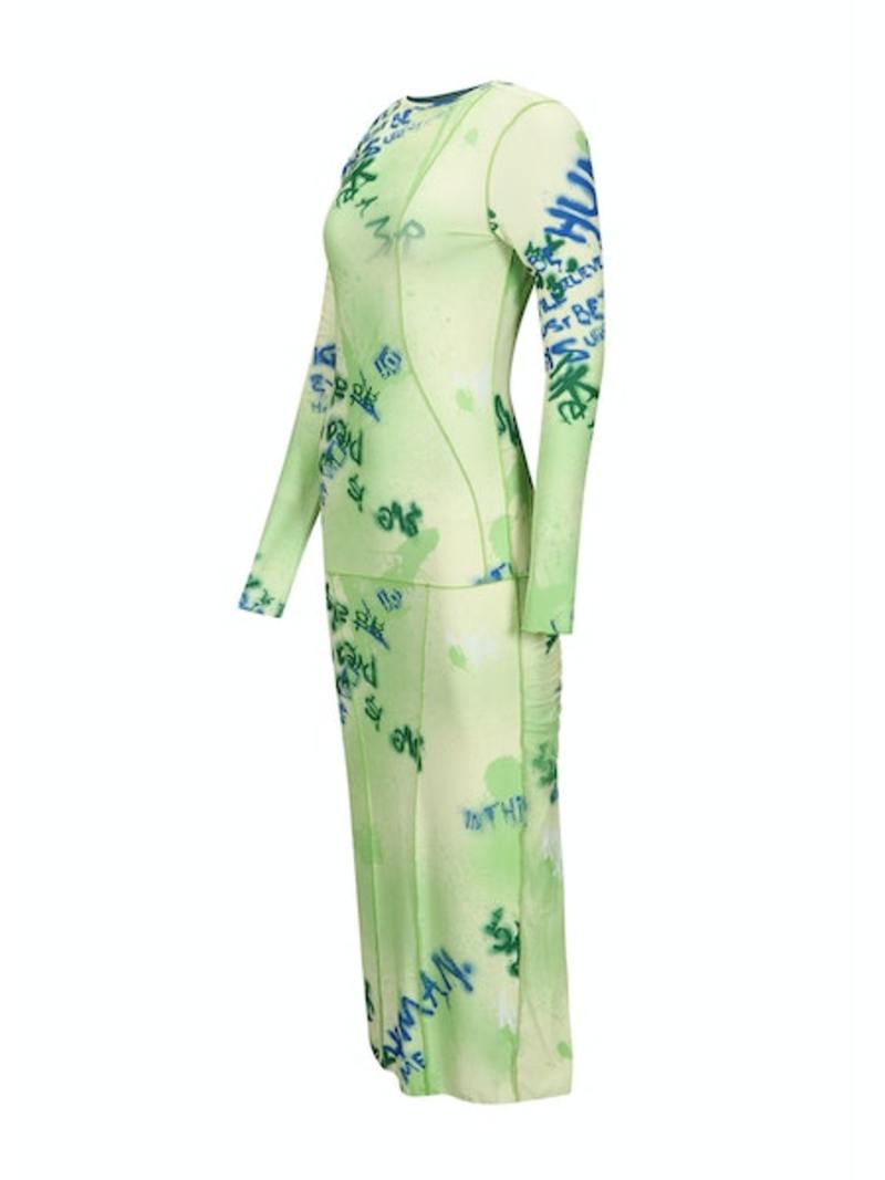ANDERSSON BELL Lettuce Printed Jersey Dress - Lemon | Garmentory