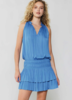 Current Air Cara Pleated Mini Dress - Faded Blue - Thumbnail 1