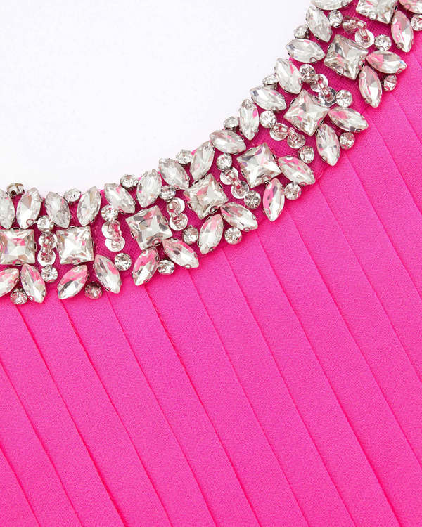 Self-Portrait Chiffon Diamante Maxi Dress - Pink