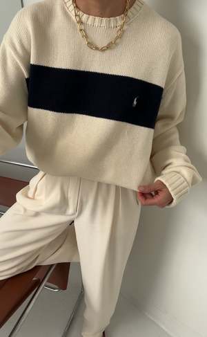 Vintage 90s Unisex Ralph Lauren Cotton Knit Sweater - Vanille