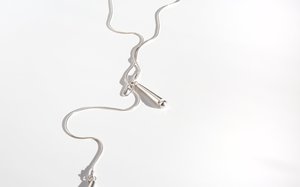 Another Feather Drop Lariat Necklace - Silver Another Feather Drop Lariat Necklace - Silver
