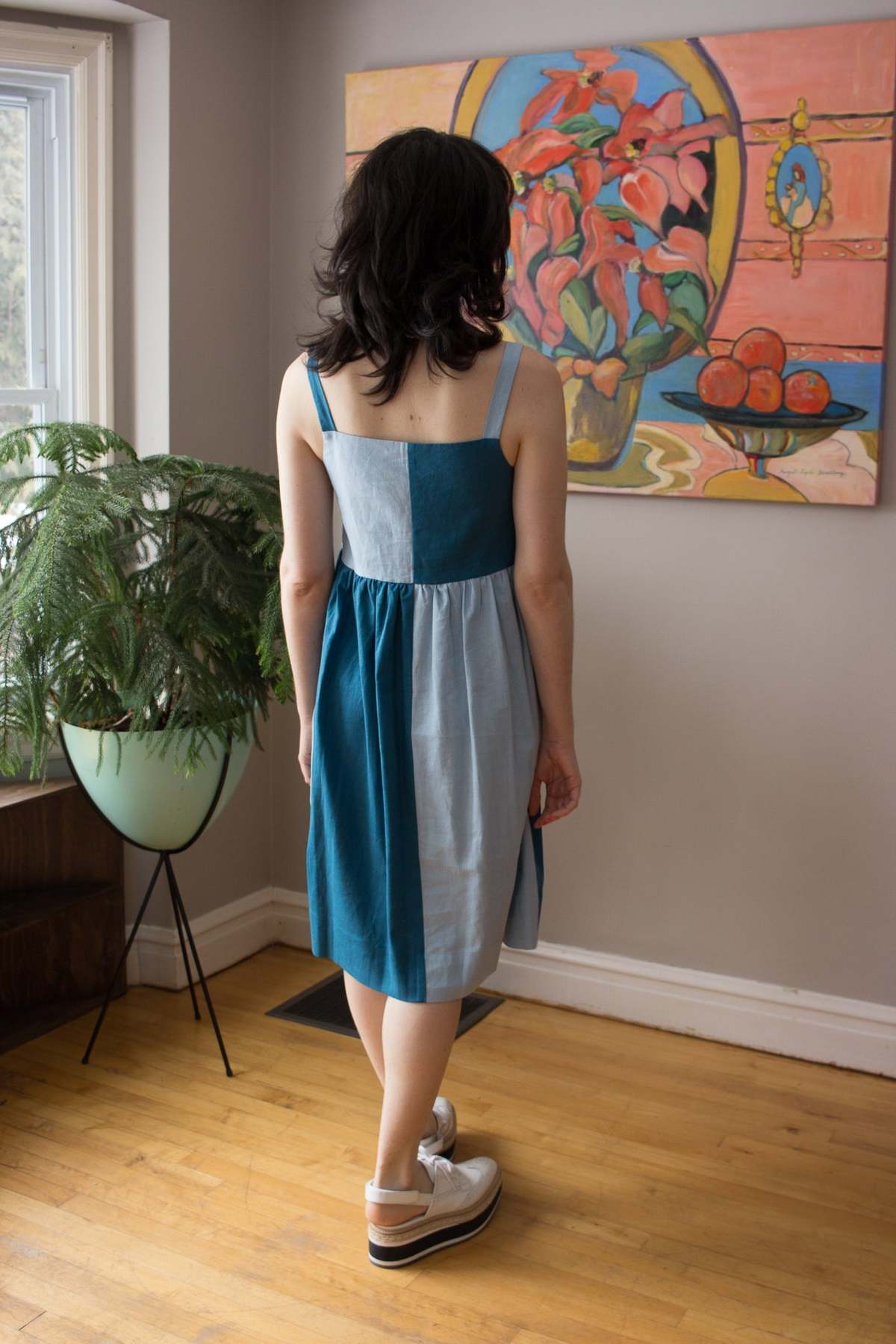 Birds of North America Timber Doodle Dress - Sea/Sky - Image 2 of 9