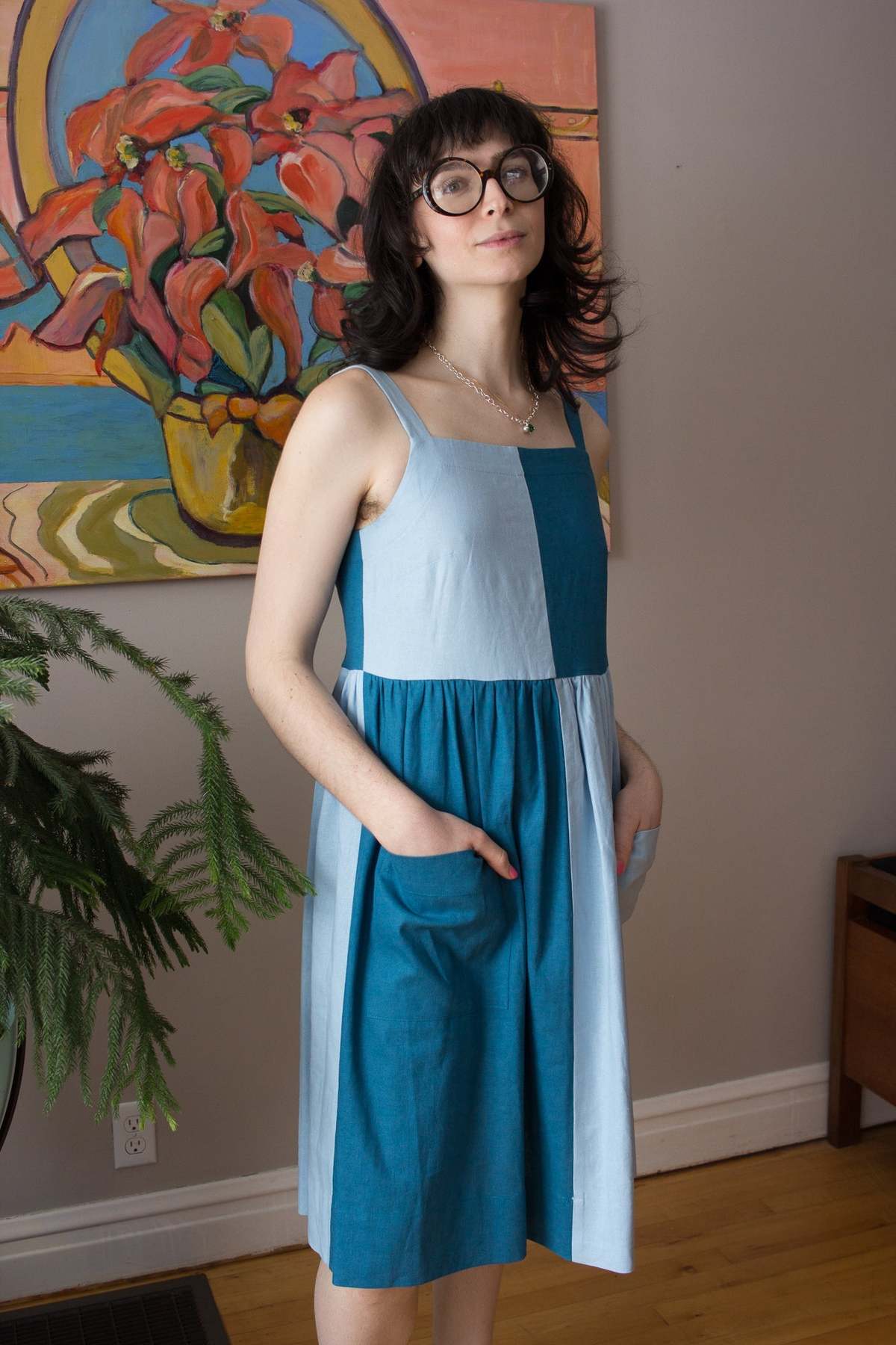 Birds of North America Timber Doodle Dress - Sea/Sky - Image 3 of 9