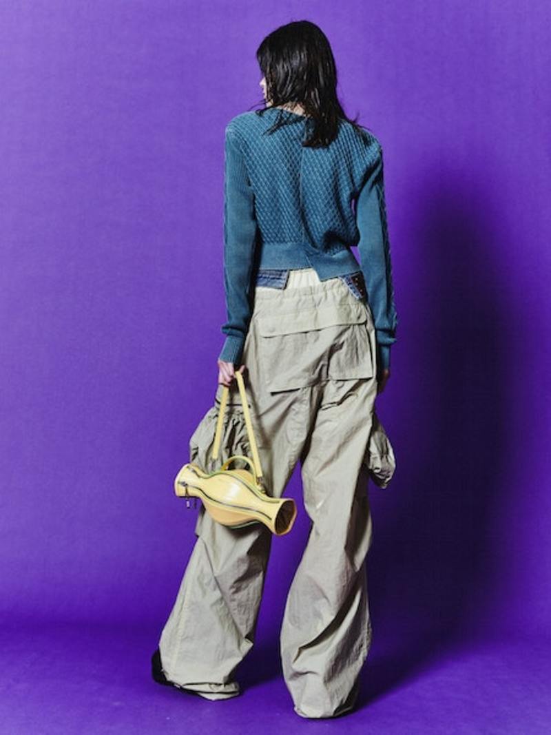 ★ANDERSSON BELL★ Sonya Dying Washed Cutout Cardigan atb109 ANDERSSON BELL Sonya Dyeing Washed Cut-Out Cardigan - Teal