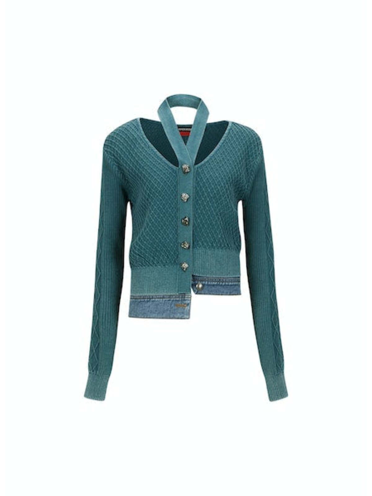★ANDERSSON BELL★ Sonya Dying Washed Cutout Cardigan atb109 ANDERSSON BELL Sonya Dyeing Washed Cut-Out Cardigan - Teal