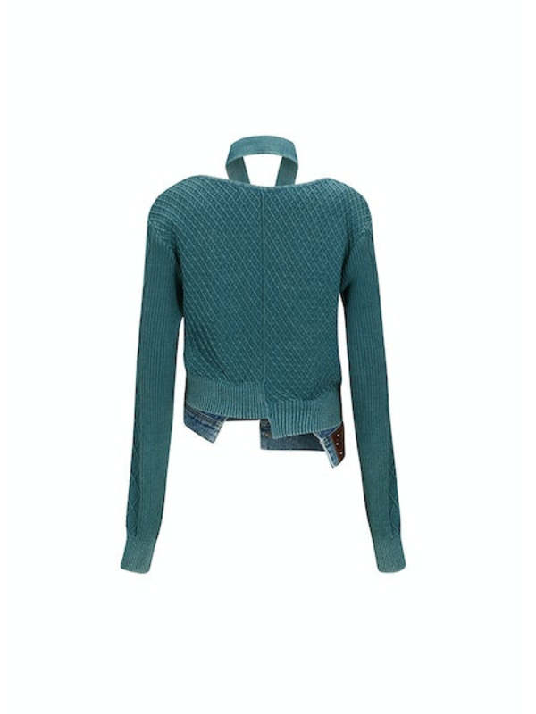 ★ANDERSSON BELL★ Sonya Dying Washed Cutout Cardigan atb109 ANDERSSON BELL Sonya Dyeing Washed Cut-Out Cardigan - Teal