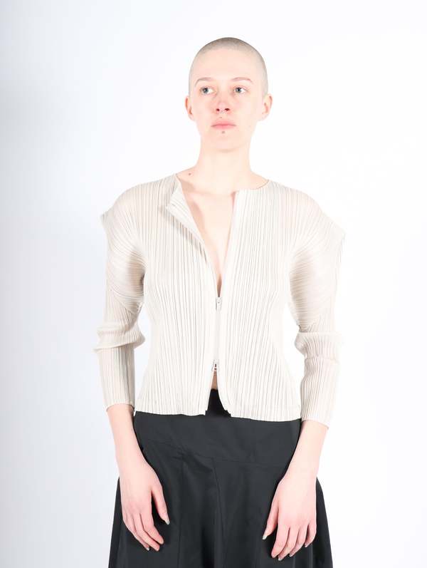 Monthly Colors February Zip Up in Ivory by Pleats Please Issey