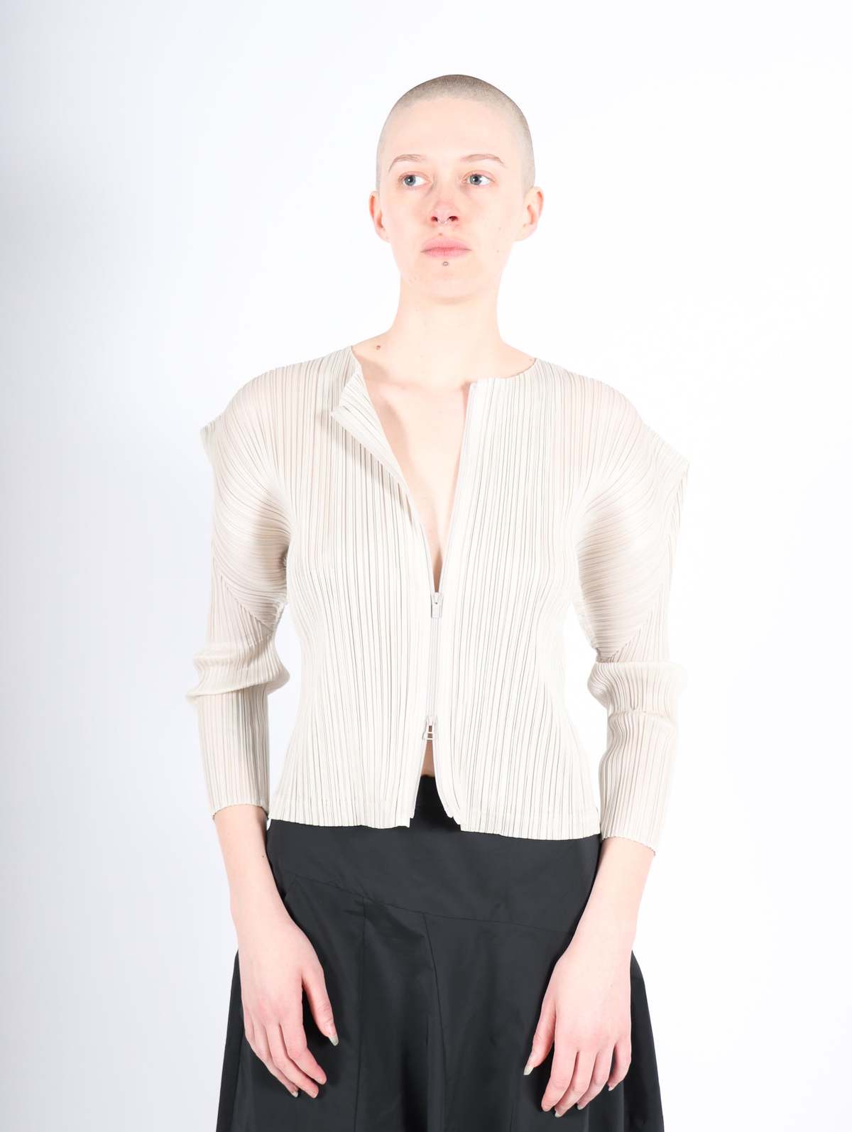 Monthly Colors February Zip Up in Ivory by Pleats Please Issey