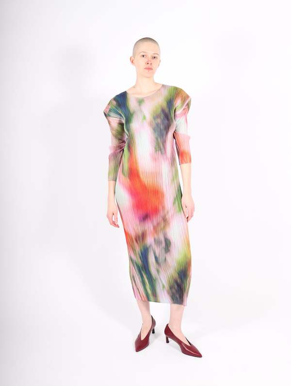 Turnip & Spinach Dress in Turnip by Pleats Please Issey Miyake