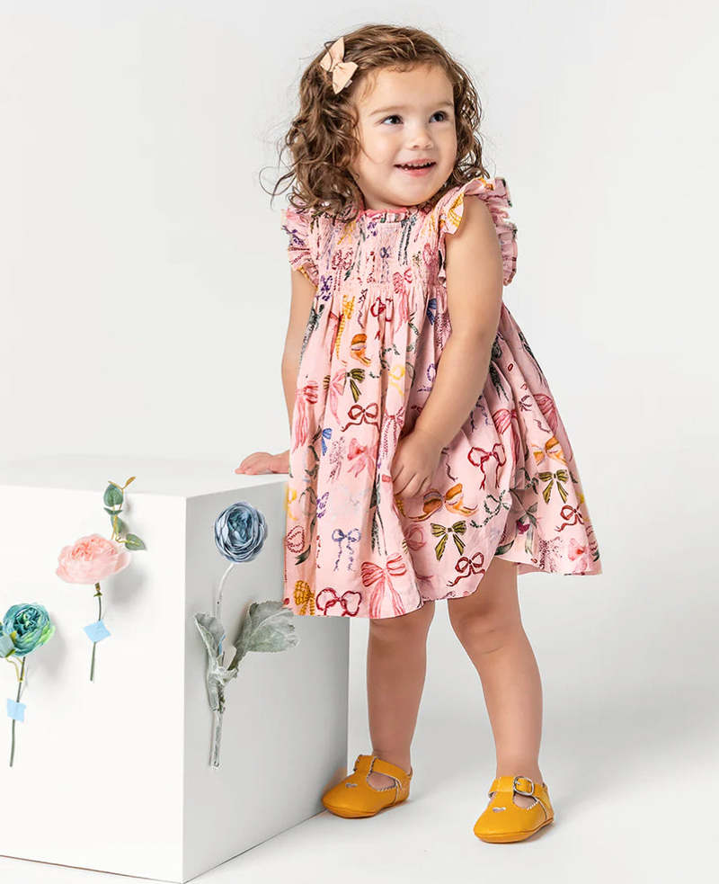 open lace back dress Pink Chicken Multi Striped Bows Adaline Dress 2Y main image 1