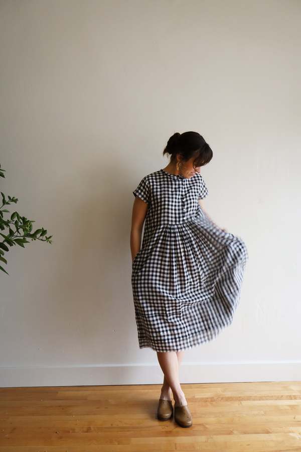 blue dress for baby girl Mod Style Black/White Checkered Dress with Tie – Marmalade-shop main image 1