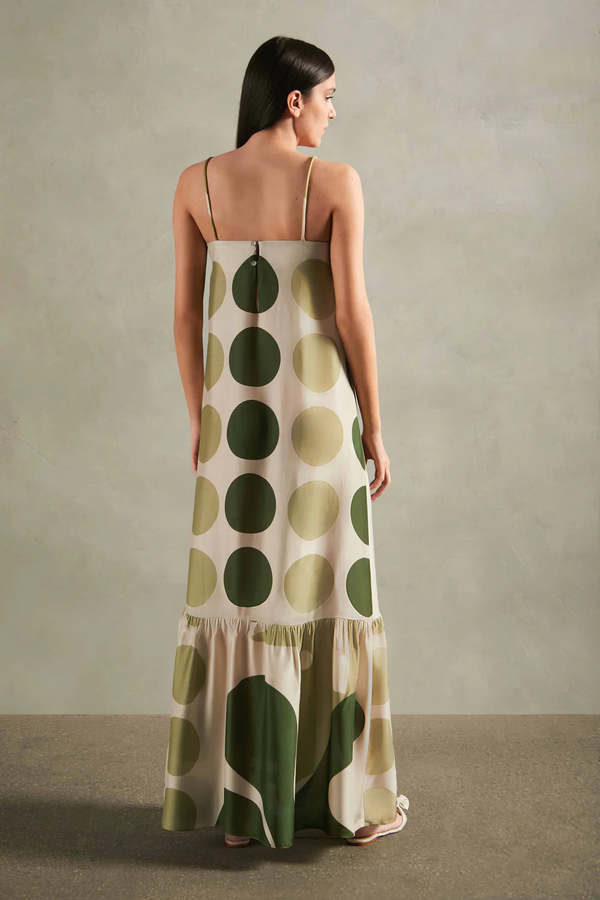 Adriana Degreas Jellyfish Long Dress - Green/Off White