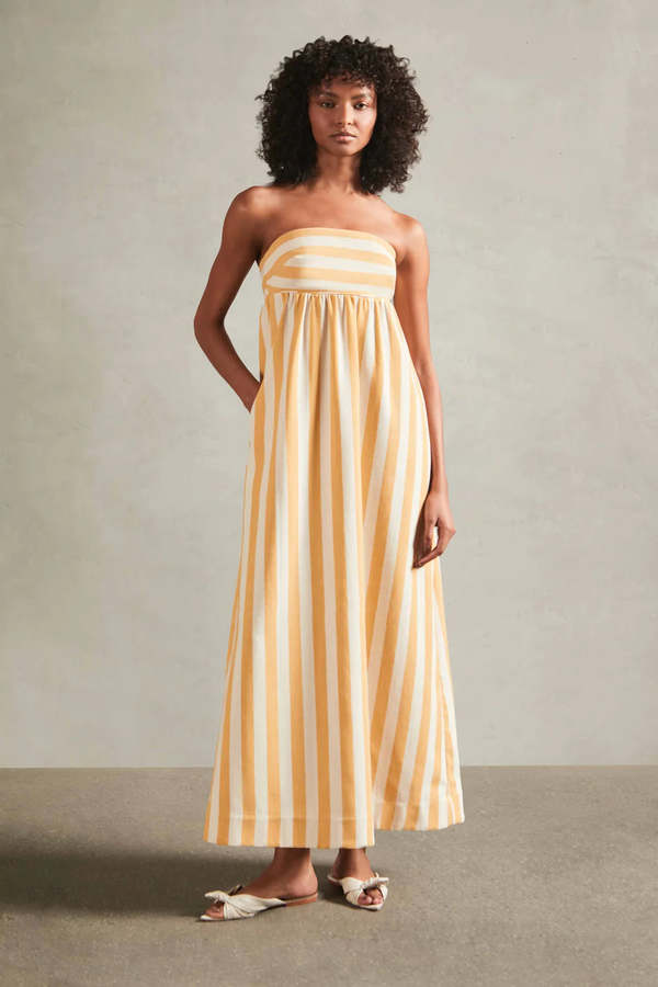 Adriana Degreas Riviera Strapless Long Dress - Off White/Yellow | Garmentory
