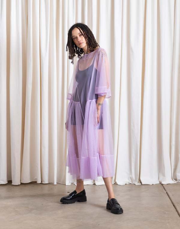 ali golden mesh dress Side Ruffle - Lilac short-name:Sequin Dark Teal