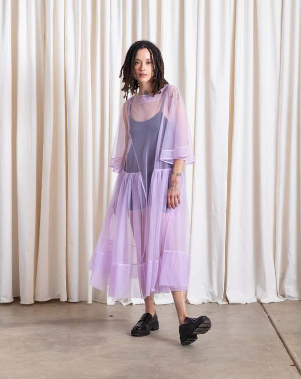 knee length dresses for ladies Girls Ruffled Mesh Square Neck Dress main image 1