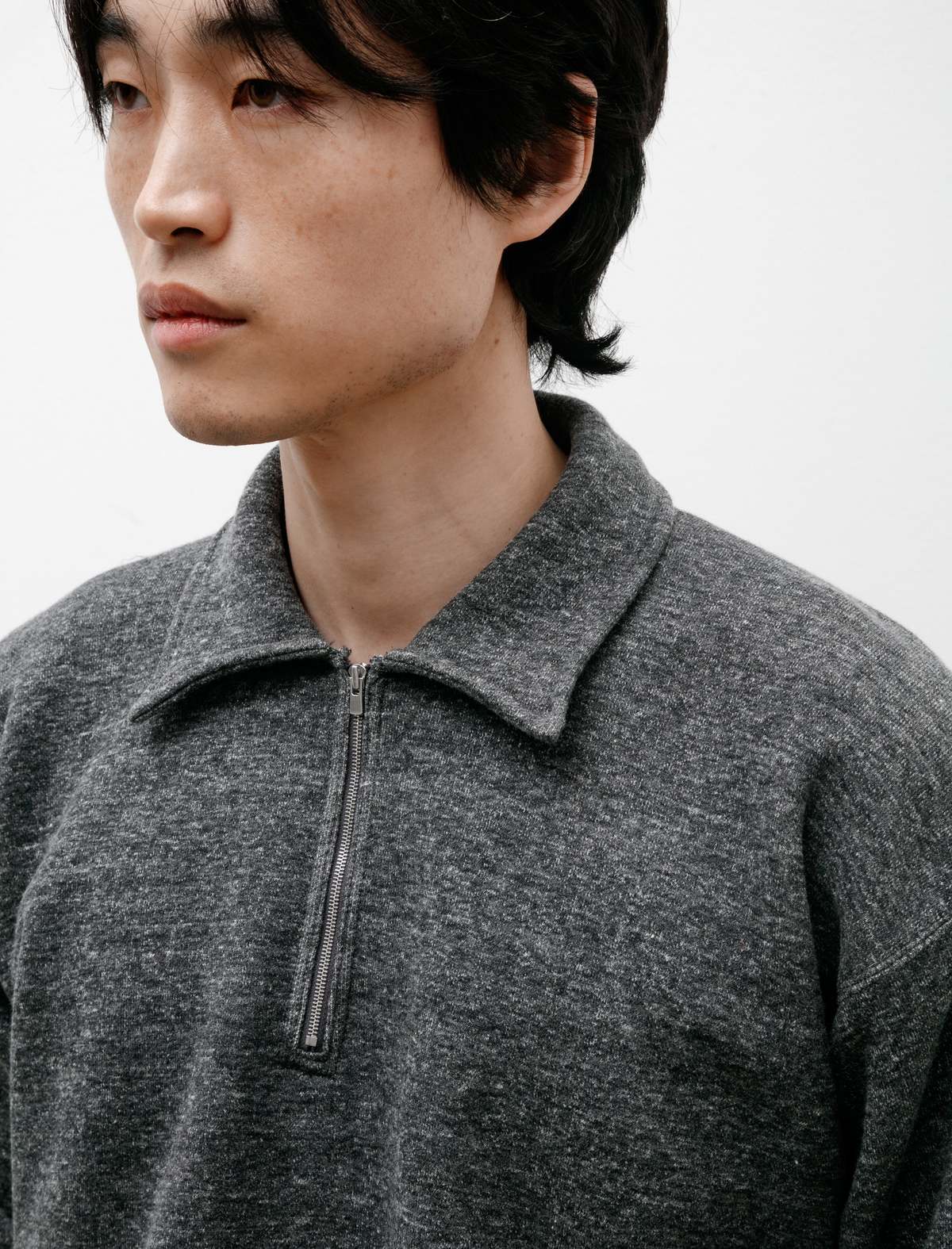 Taiga Takahashi Half Zip Sweat Shirt - Heather Grey | Garmentory