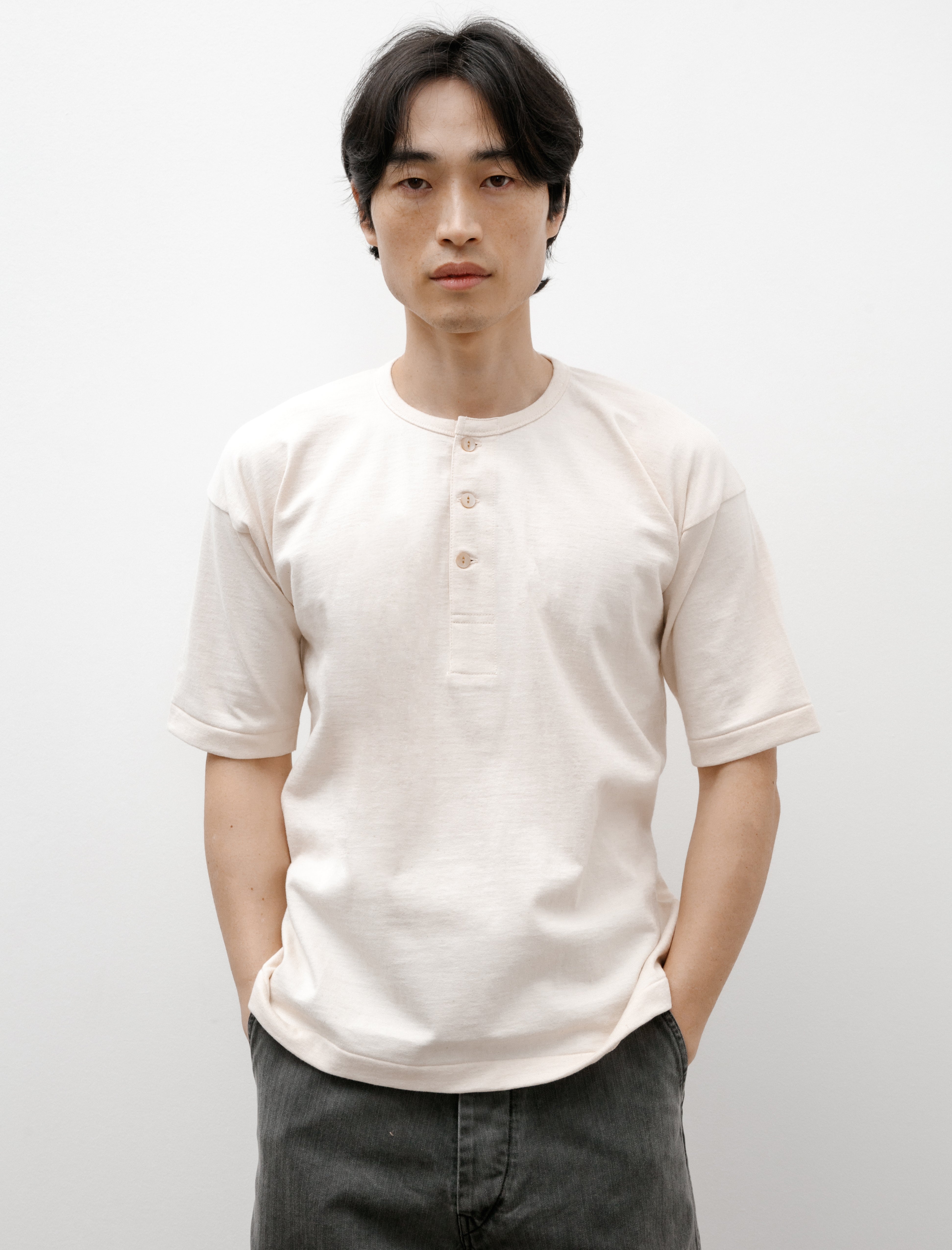 トップス T.T Taiga Takahashi HENRY NECK SHIRT Taiga Takahashi | LOT.605 HENRY NECK SHIRT