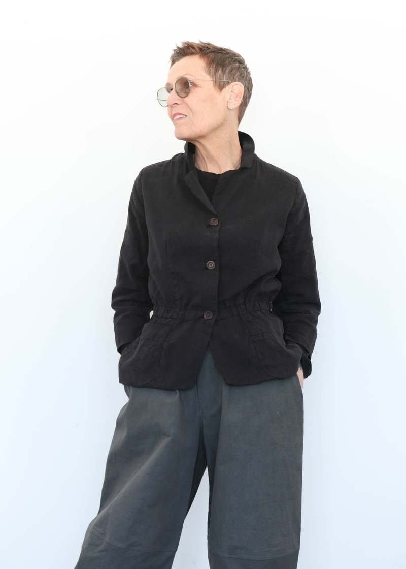 H+ Hannoh Wessel Vela Linen/Silk Jacket - Black | Garmentory