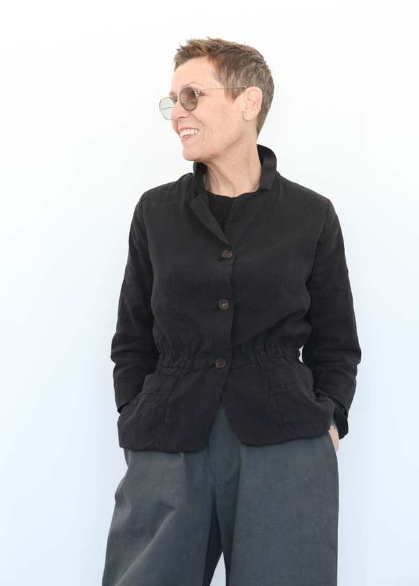 H+ Hannoh Wessel Vela Linen/Silk Jacket - Black | Garmentory