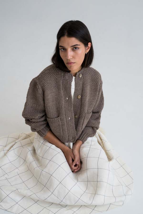 Ound Hand Knitted Caoba Wool Cardigan - Cub