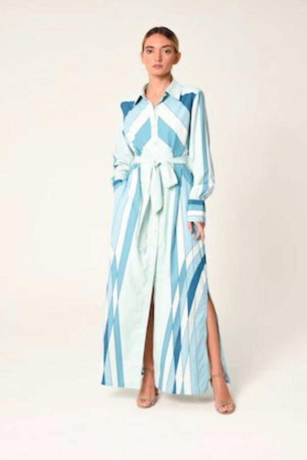 Ciebon Chevron Striped Maxi Dress - Blue Hues