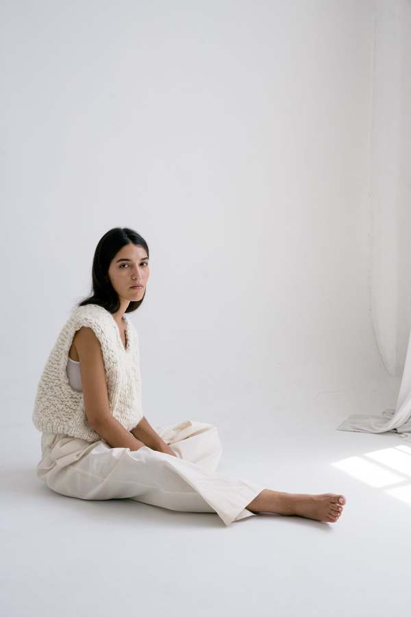 Ound Hand Knitted Acacia Wool Vest - Ivory Ound Hand Knitted Acacia Wool Vest - Ivory