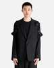 Yohji Yamamoto Pour Homme J Single Button Shoulder Epaulet Jacket - Black - Thumbnail 1