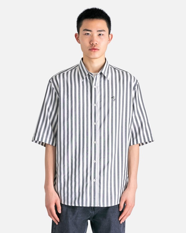 Acne Studios Oversized Short Sleeve Shirt - Black/White | Garmentory