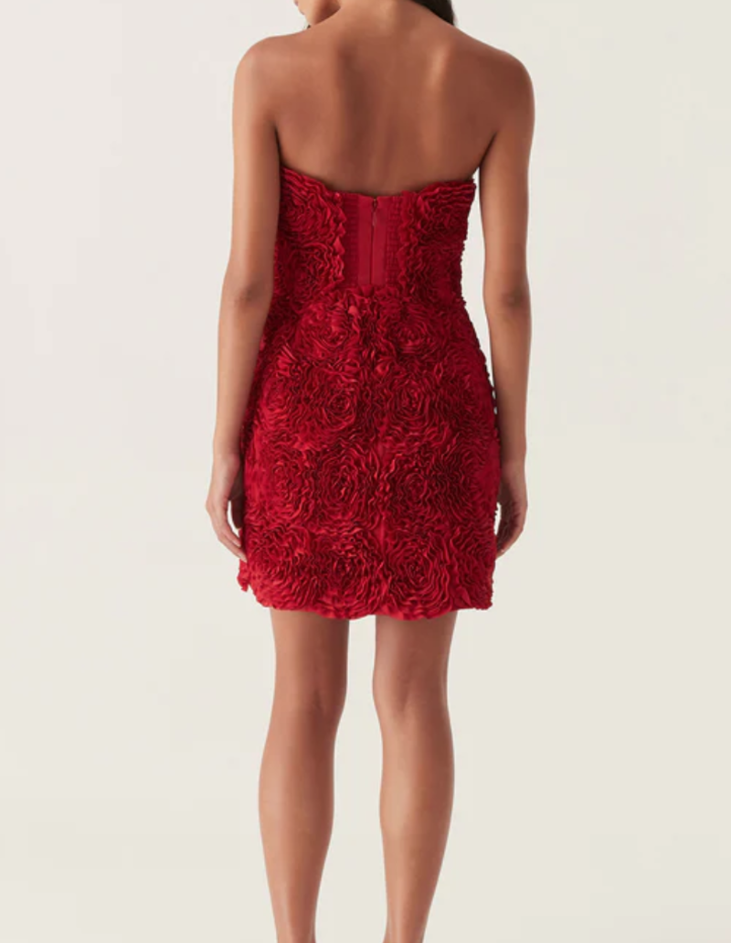 strapless open back dress Rosette Mini Dress (Red) main image 0