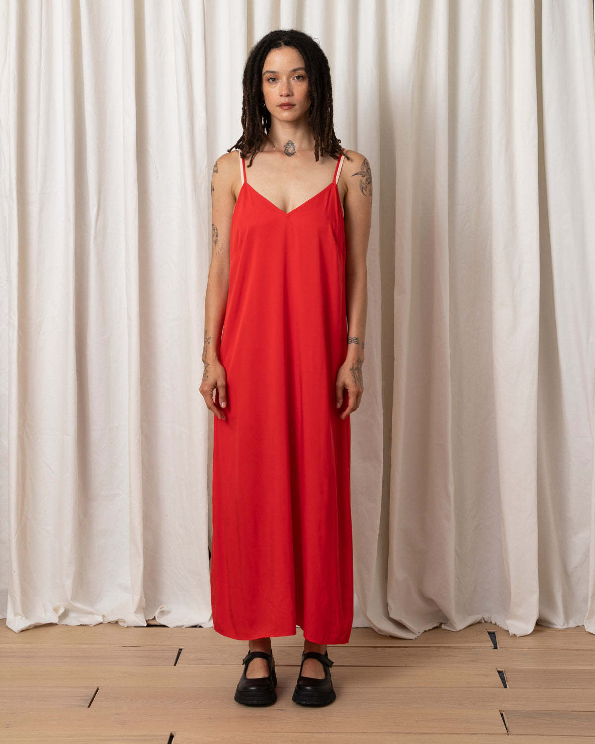 Valley Song Silk + Lace Slip Dress - Golden Amber