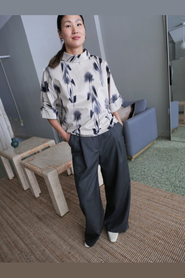 Mark Kenly Domino Tan Bailee Blouse - Floral Blur