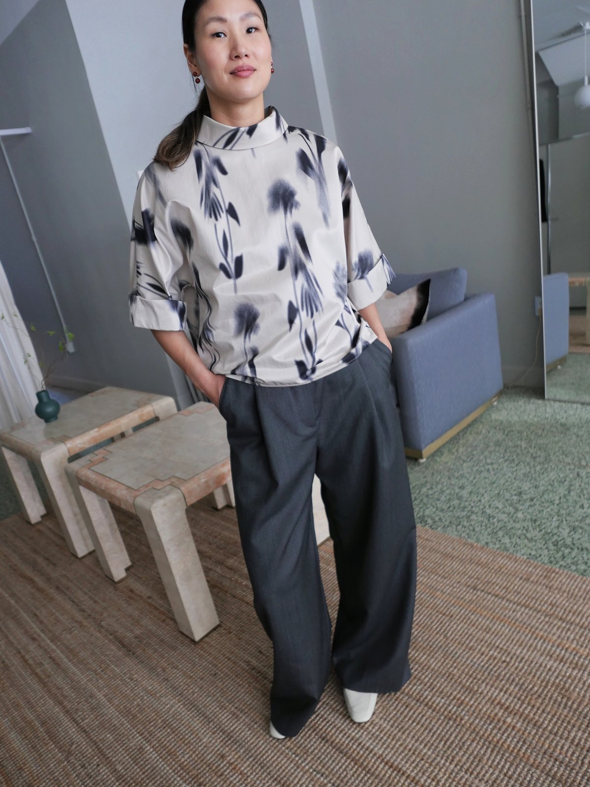 Mark Kenly Domino Tan Bailee Blouse - Floral Blur - Image 1 of 6