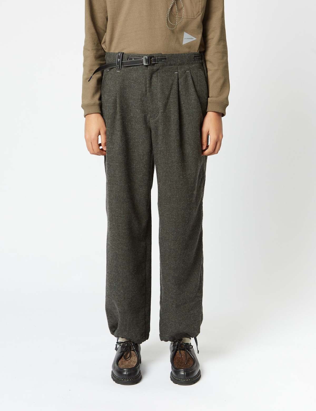 パンツ emiriawiz Classical tweed tuck pants And-Wander-REWOOL-Tweed-Wide-