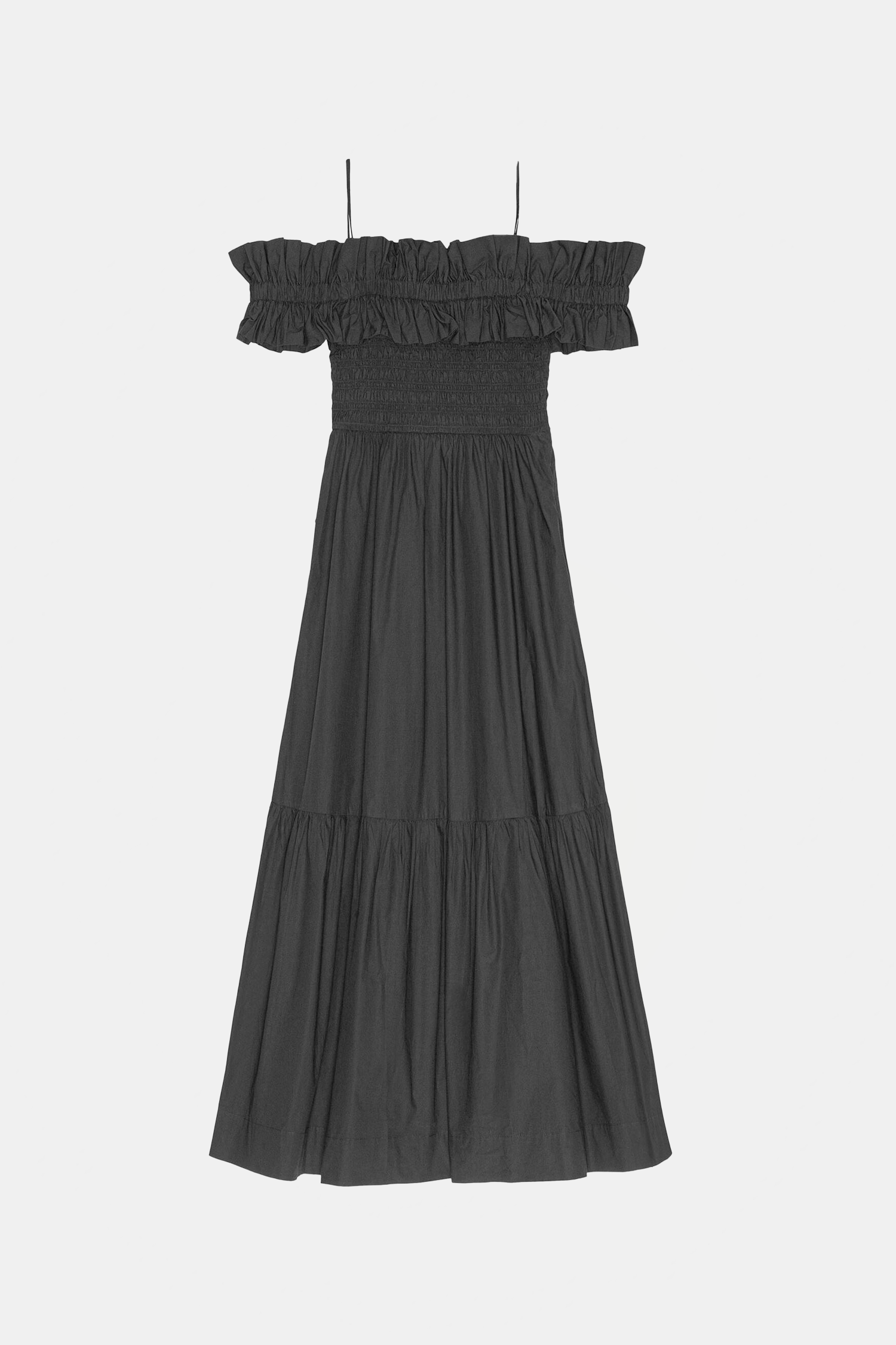 Ganni Cotton Poplin Long Smock Dress - Black | Garmentory Ganni Cotton Poplin Long Smock Dress - Black | Garmentory