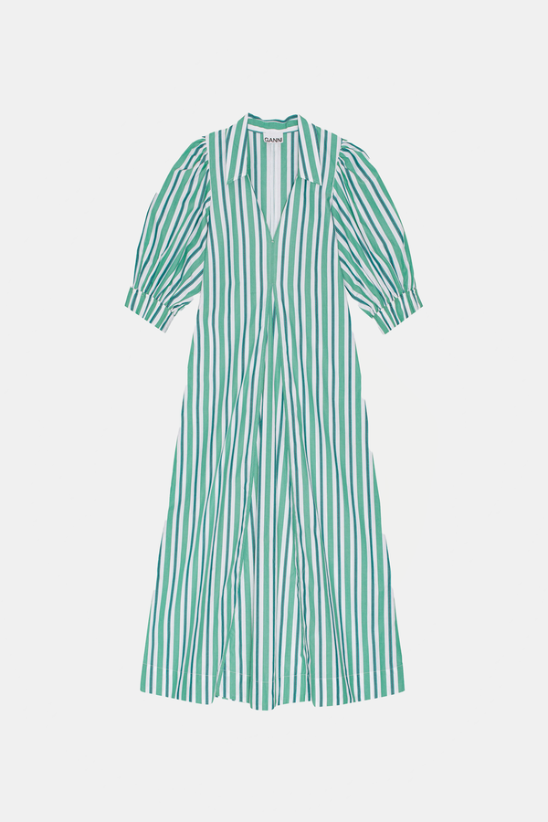 ganni green striped dress Collar Long - Cream/Menthe Vogue williams