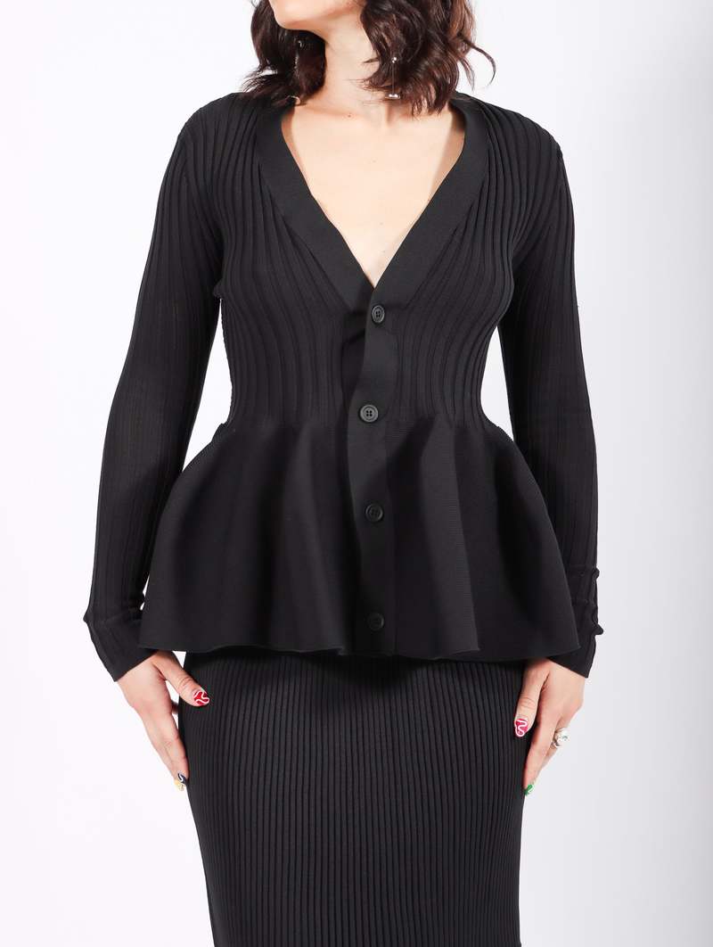 美品 CFCL POTTERY CARDIGAN ブラック サイズ1 値下げ不可 POTTERY PUFF SLEEVE CARDIGAN