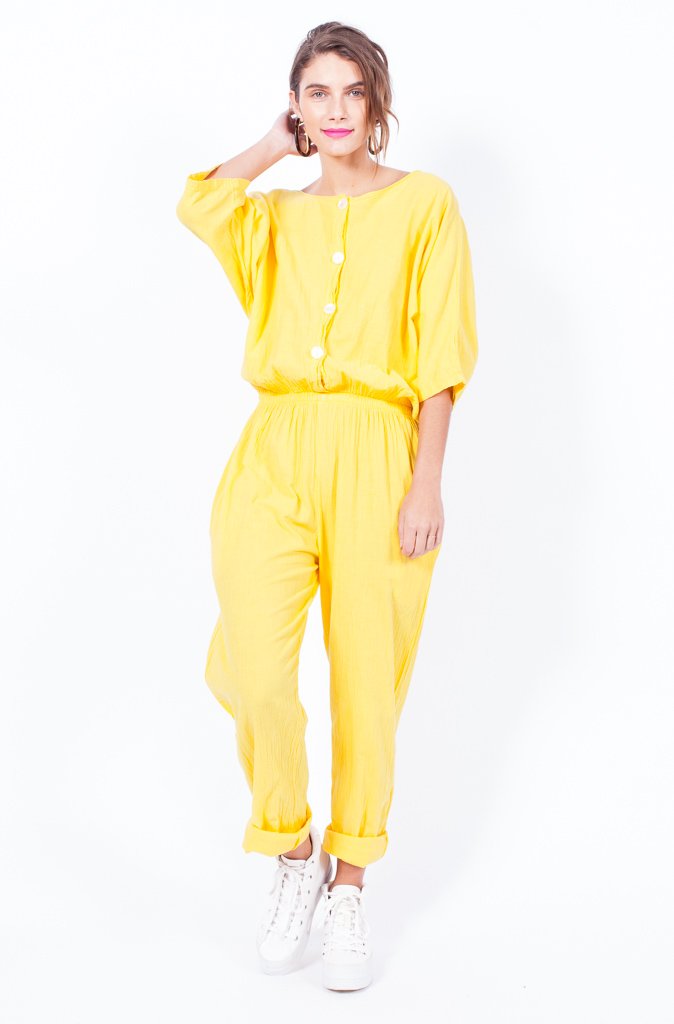 yellow cotton jumpsuit