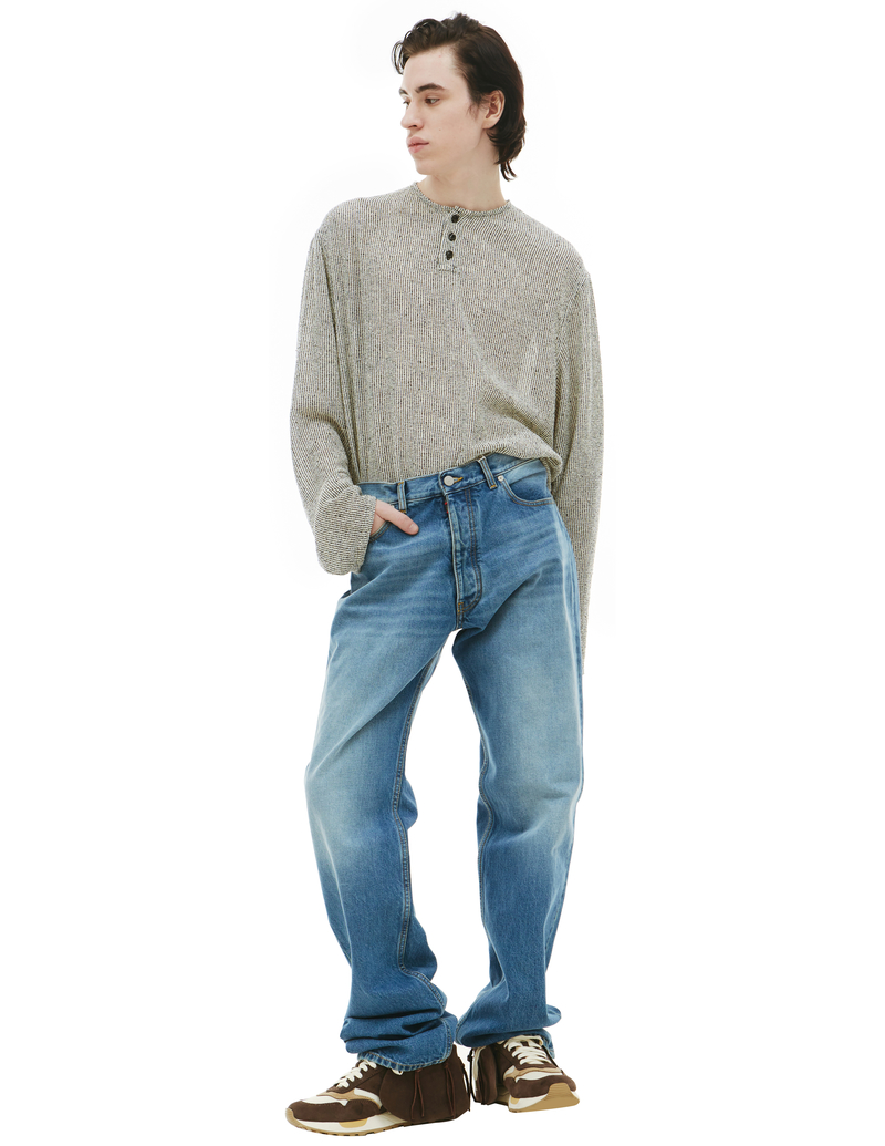 【関税＆送料込み】Maison Margiela Straight Leg Denim Cloth Maison Margiela Distressed straight-leg Jeans | Blue