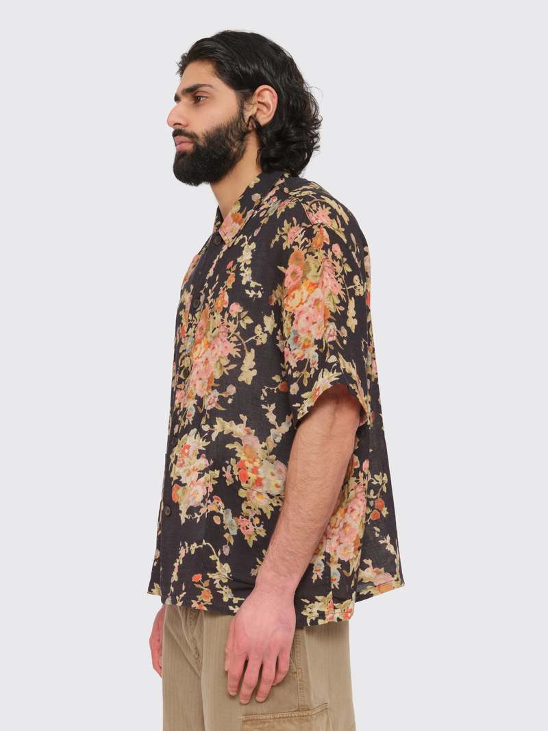 Our Legacy Elder Shortsleeve Shirt - Black Floral Tapestry
