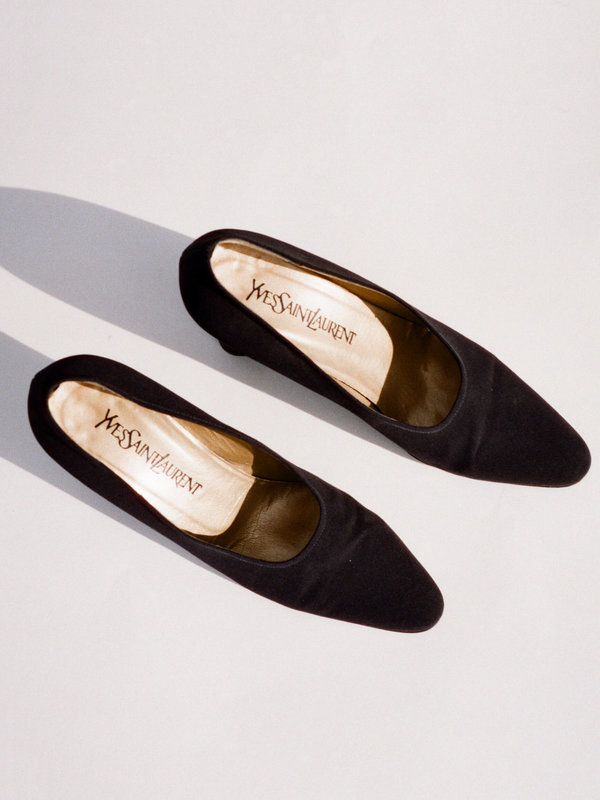 Vintage Casia Yves Saint Laurent Block Heel Pump Black Garmentory
