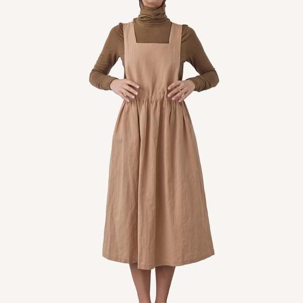 princess polly baby blue dress Icone Reprocessed Wool Blend Pinafore Dress In Brown