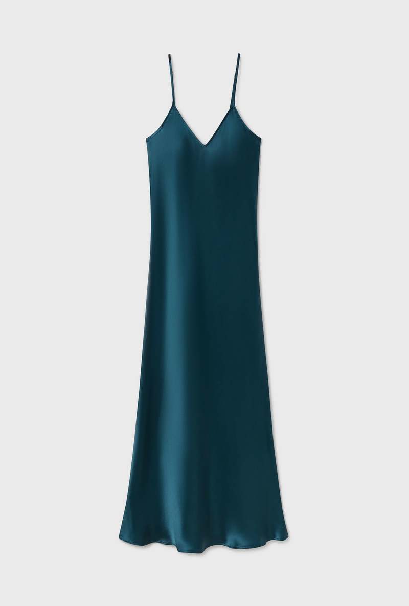 Silk Laundry 90S SLIP DRESS - TEAL | Garmentory