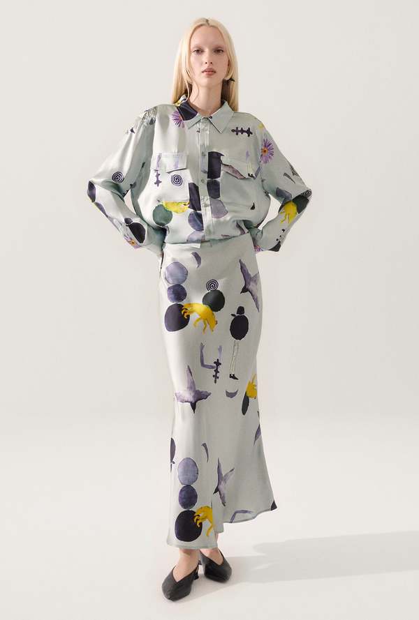 Silk Laundry Long Bias Cut Skirt - Protection