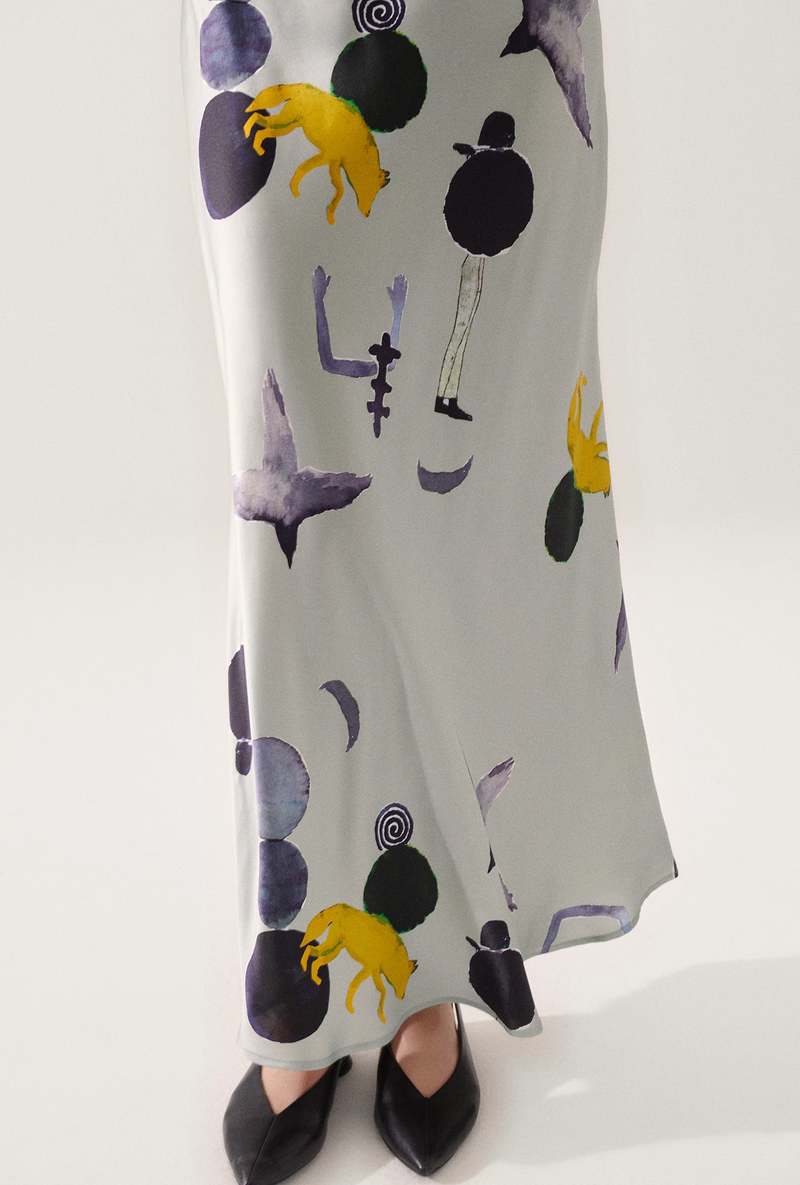 Silk Laundry Long Bias Cut Skirt - Protection